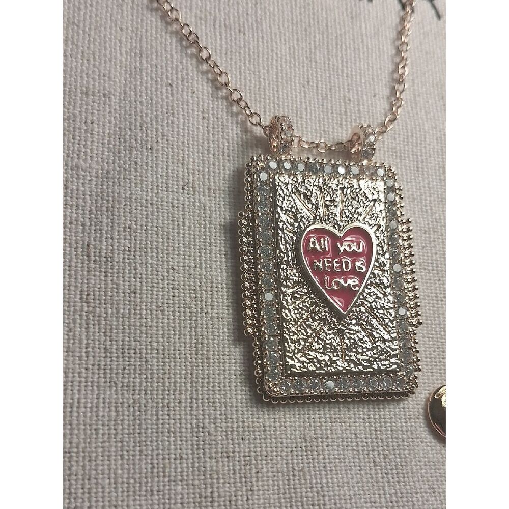 MAYAMAR Story Book Love Necklace Adorned With Cubic Zirconias 24K GP - Picture 2 of 3